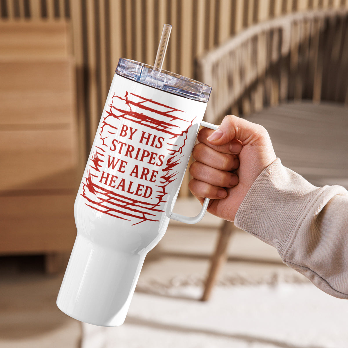 Marked by Stripes Travel Mug - 40 oz - Left Side View