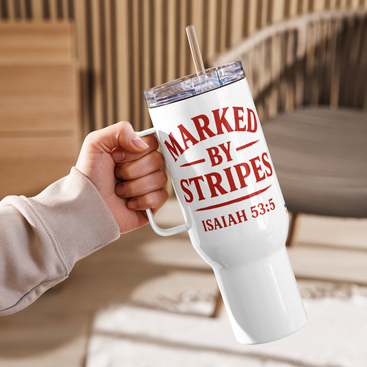 Marked by Stripes Travel Mug - 40 oz - Right Side View