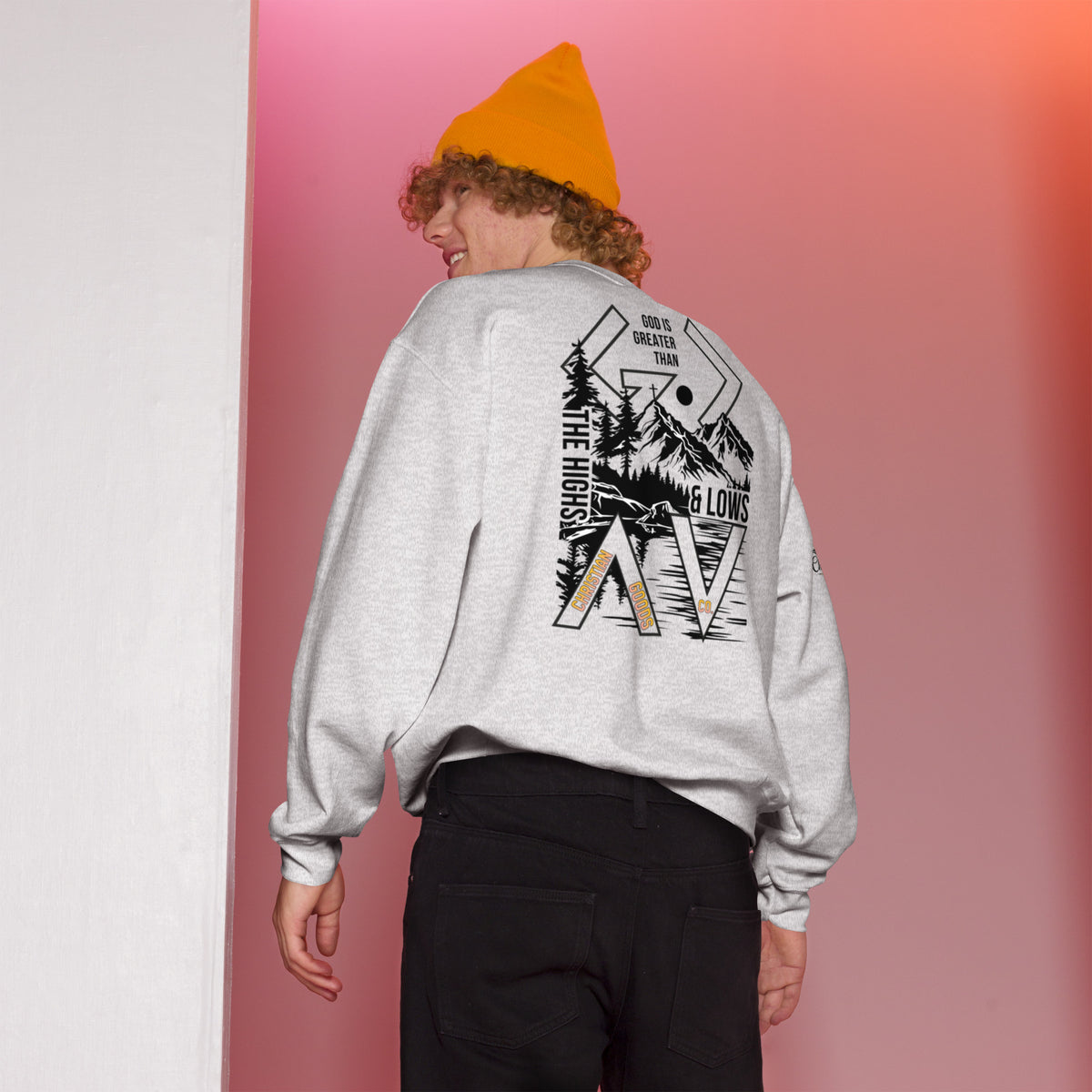 God is Greater Than Sweatshirt - Ash - Back View