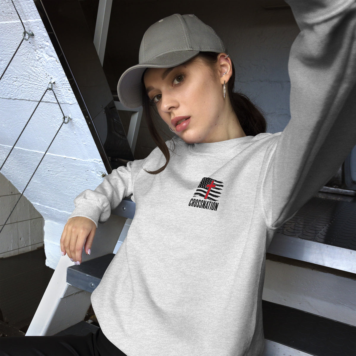 Heroes in Christ Fire & Rescue Sweatshirt - Ash - Front View