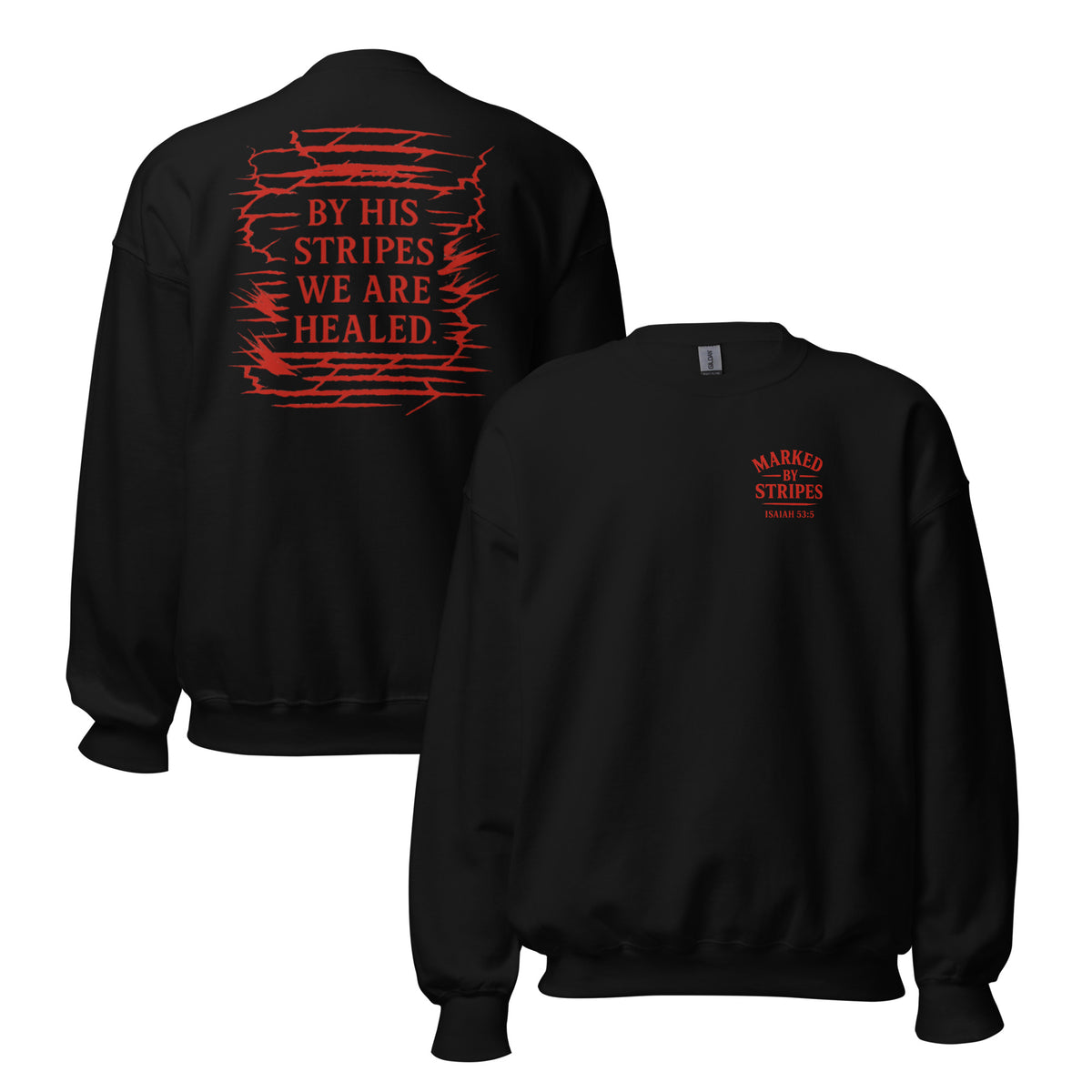 Marked by Stripes Sweatshirt - Black - Front and Back View