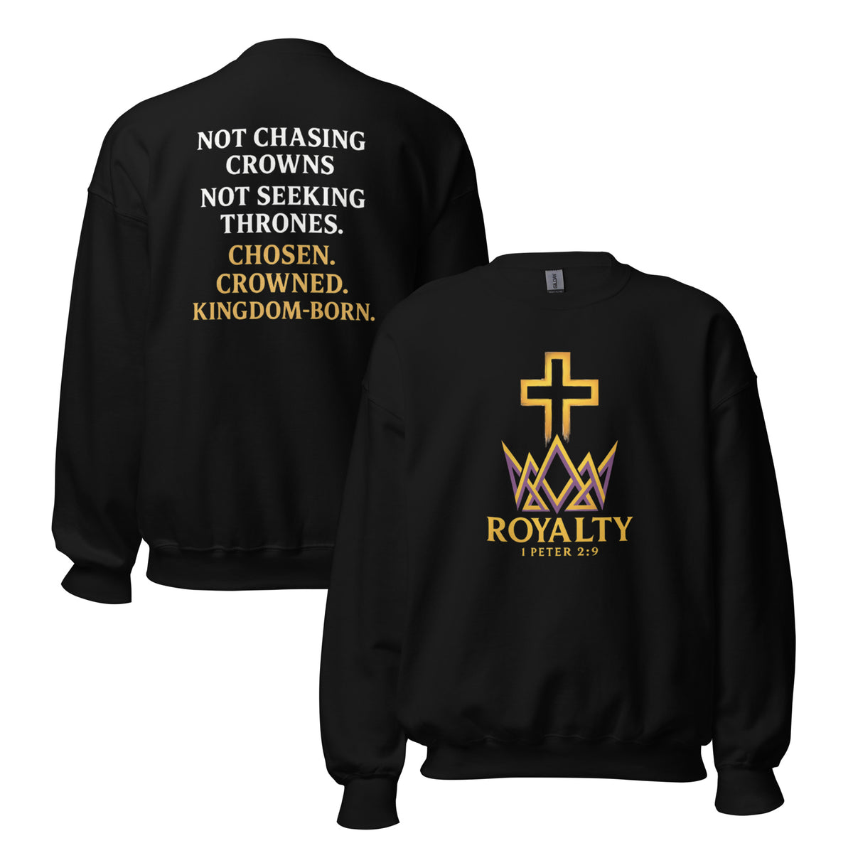 Royalty Sweatshirt - Black - Front and Back View