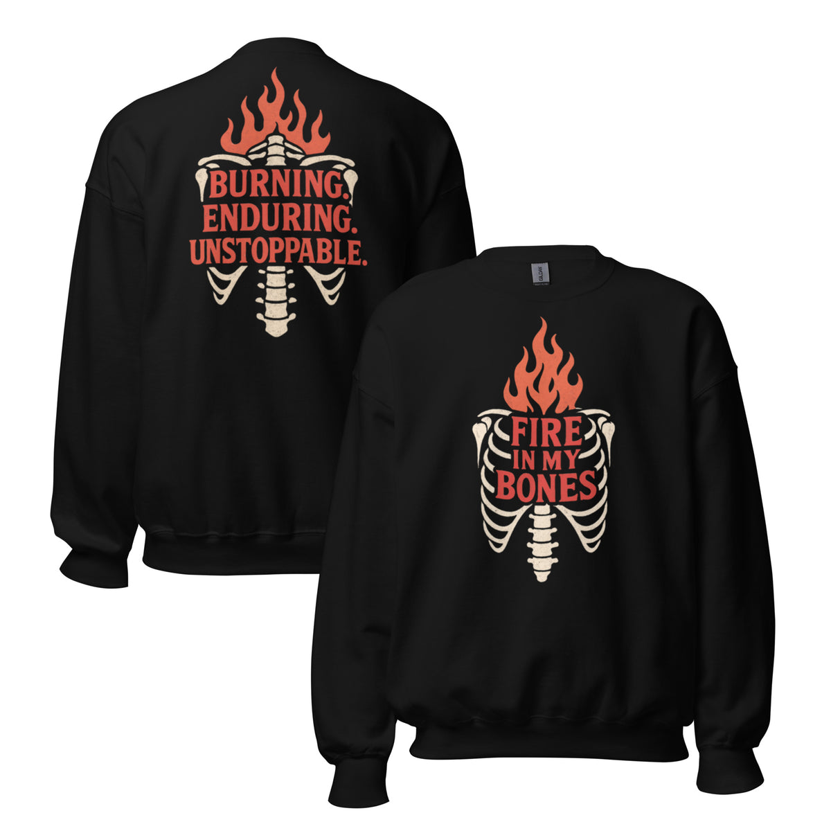 Fire in My Bones Sweatshirt - Black - Front and Back View