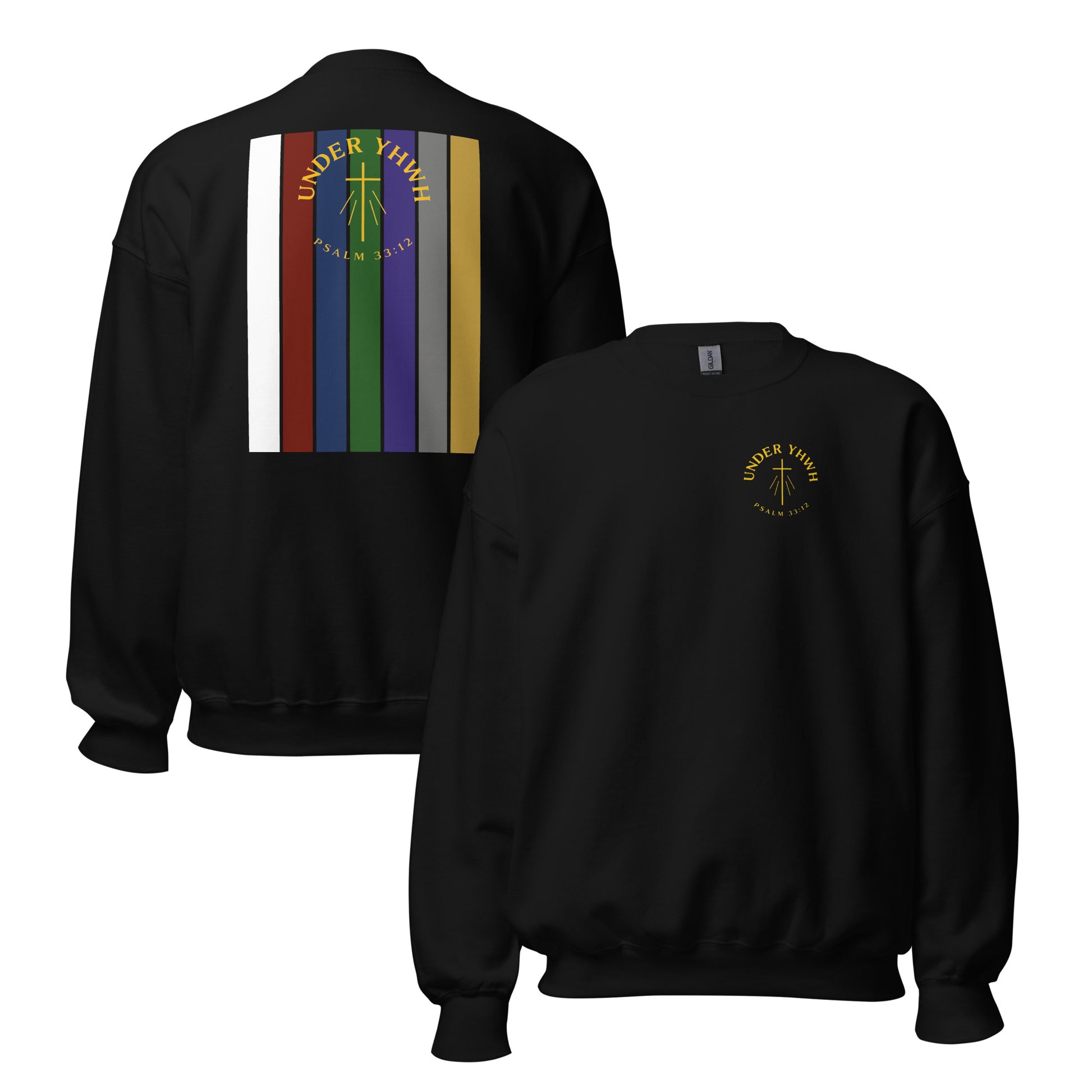 Under YHWH Banner Sweatshirt - Black - Front and Back View