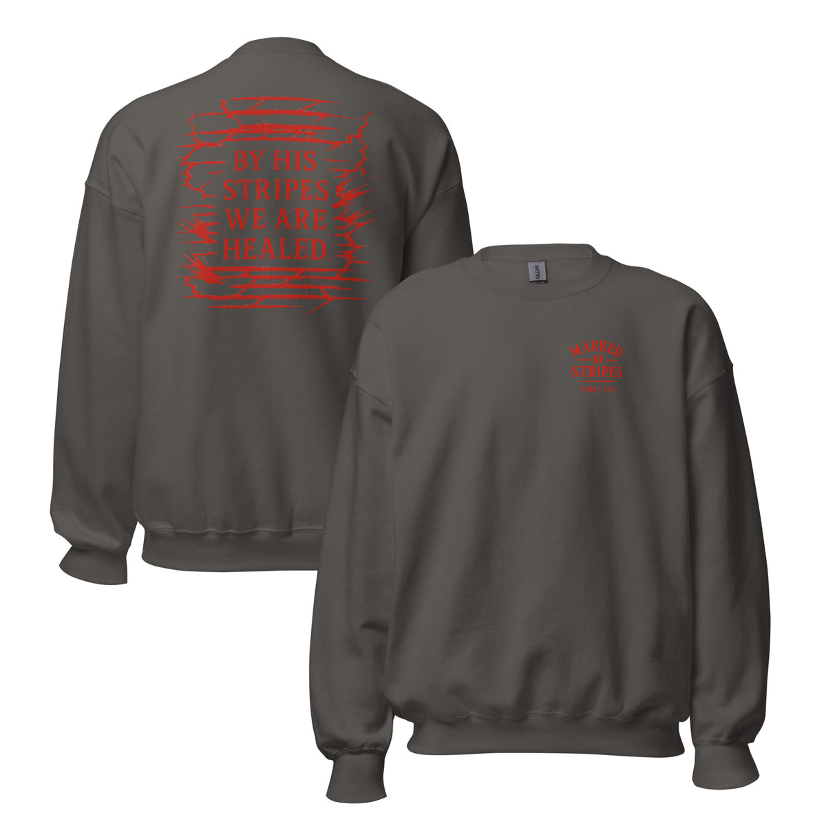 Marked by Stripes Sweatshirt - Charcoal - Front and Back View