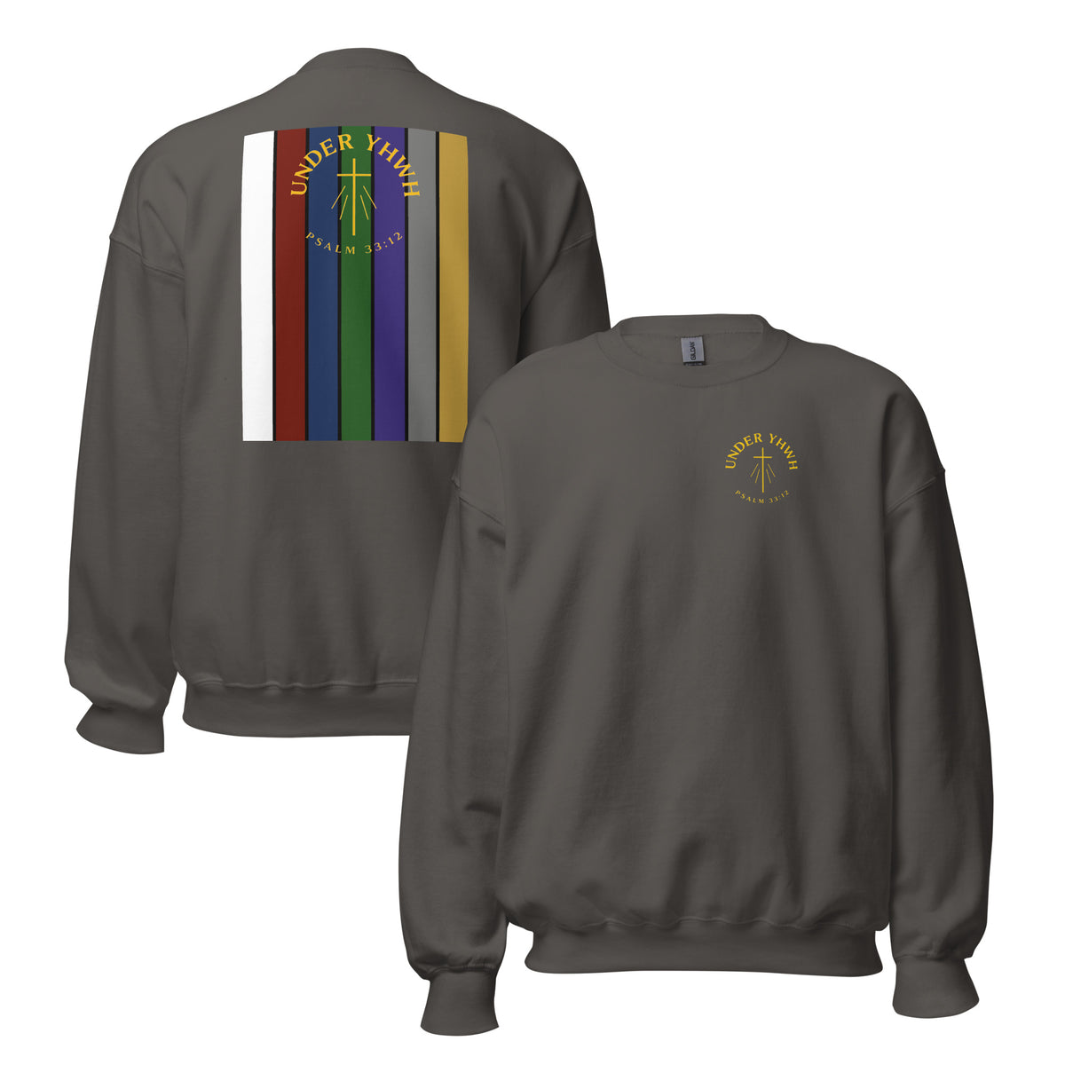 Under YHWH Banner Sweatshirt - Charcoal - Front and Back View