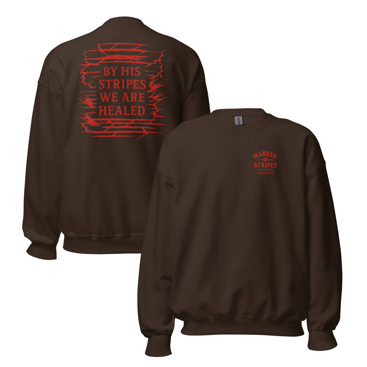 Marked by Stripes Sweatshirt - Dark Chocolate - Front and Back View