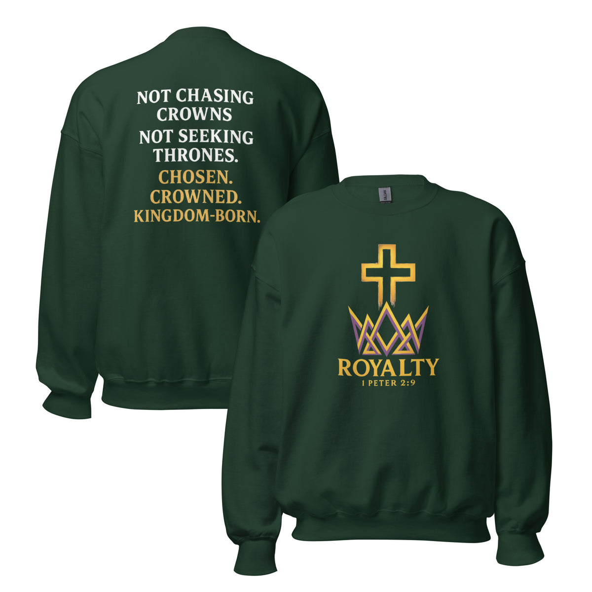 Royalty Sweatshirt - Forest Green - Front and Back View