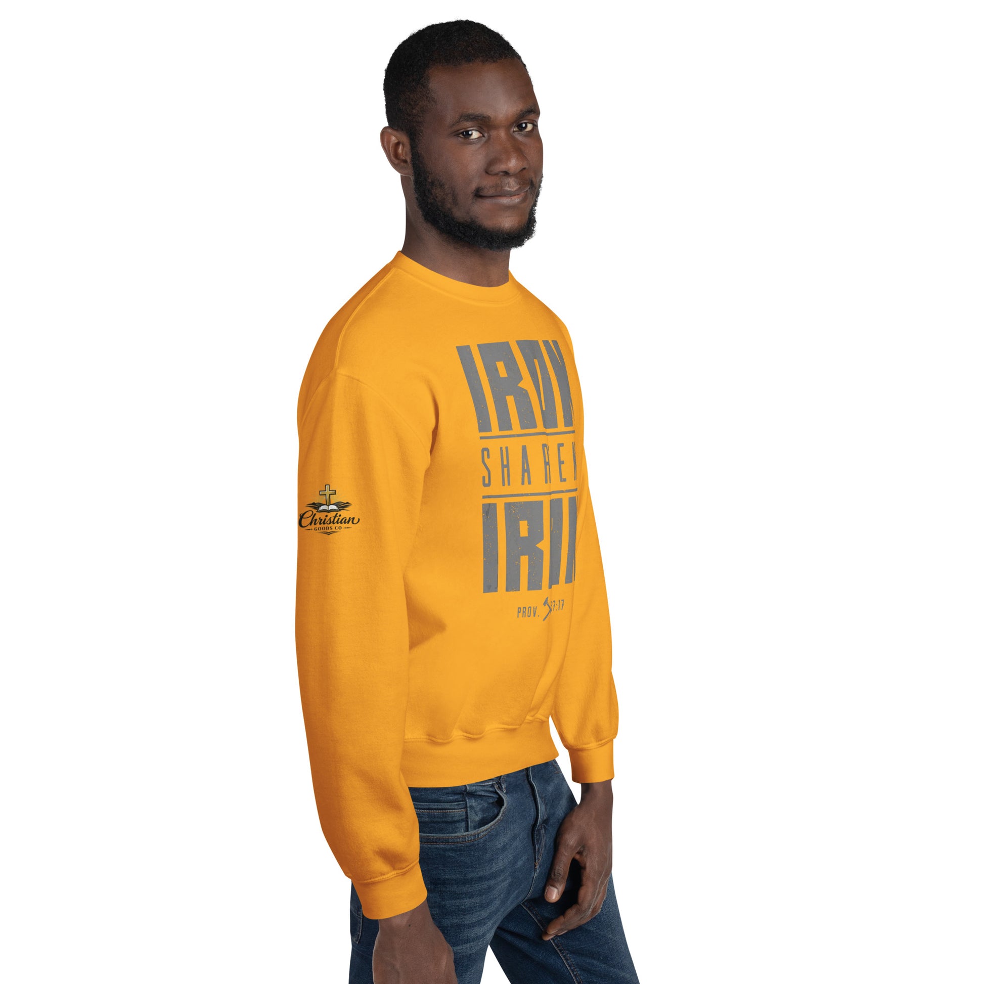 Men's Iron Sharpens Iron Sweatshirt - Gold - Right Front View