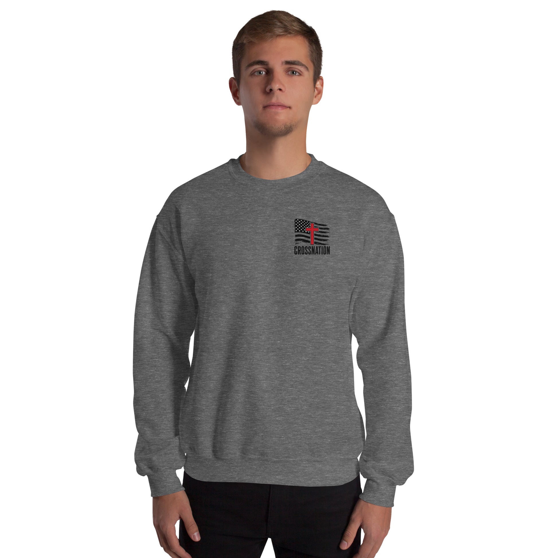 Heroes in Christ Fire & Rescue Sweatshirt - Graphite Heather - Front View