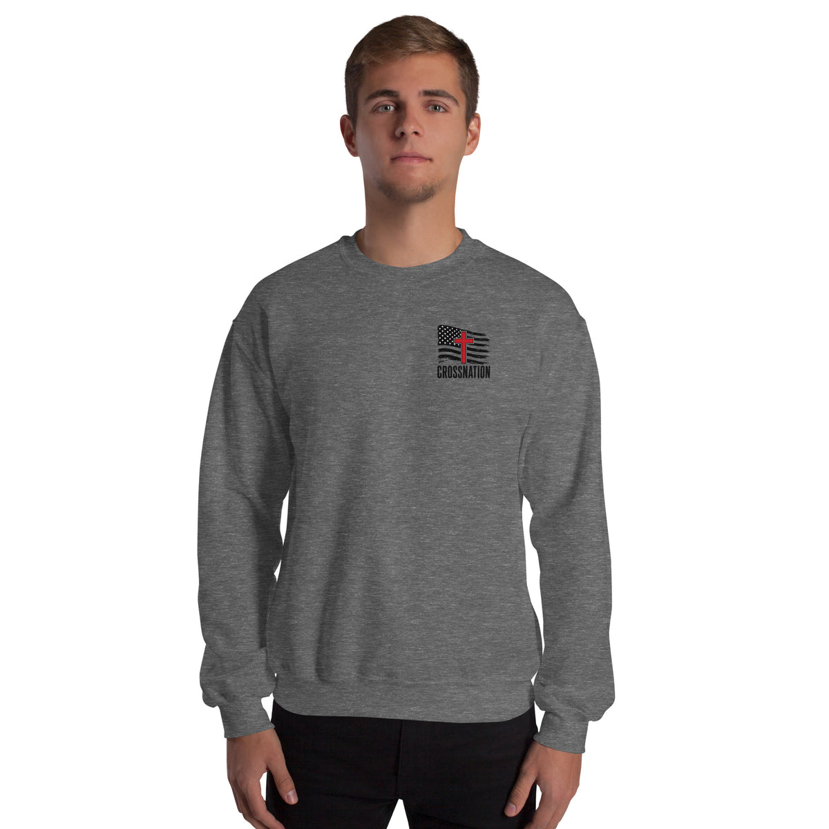 Heroes in Christ Fire & Rescue Sweatshirt - Graphite Heather - Front View