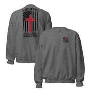 Heroes in Christ Fire & Rescue Sweatshirt - Graphite Heather - Front and Back View