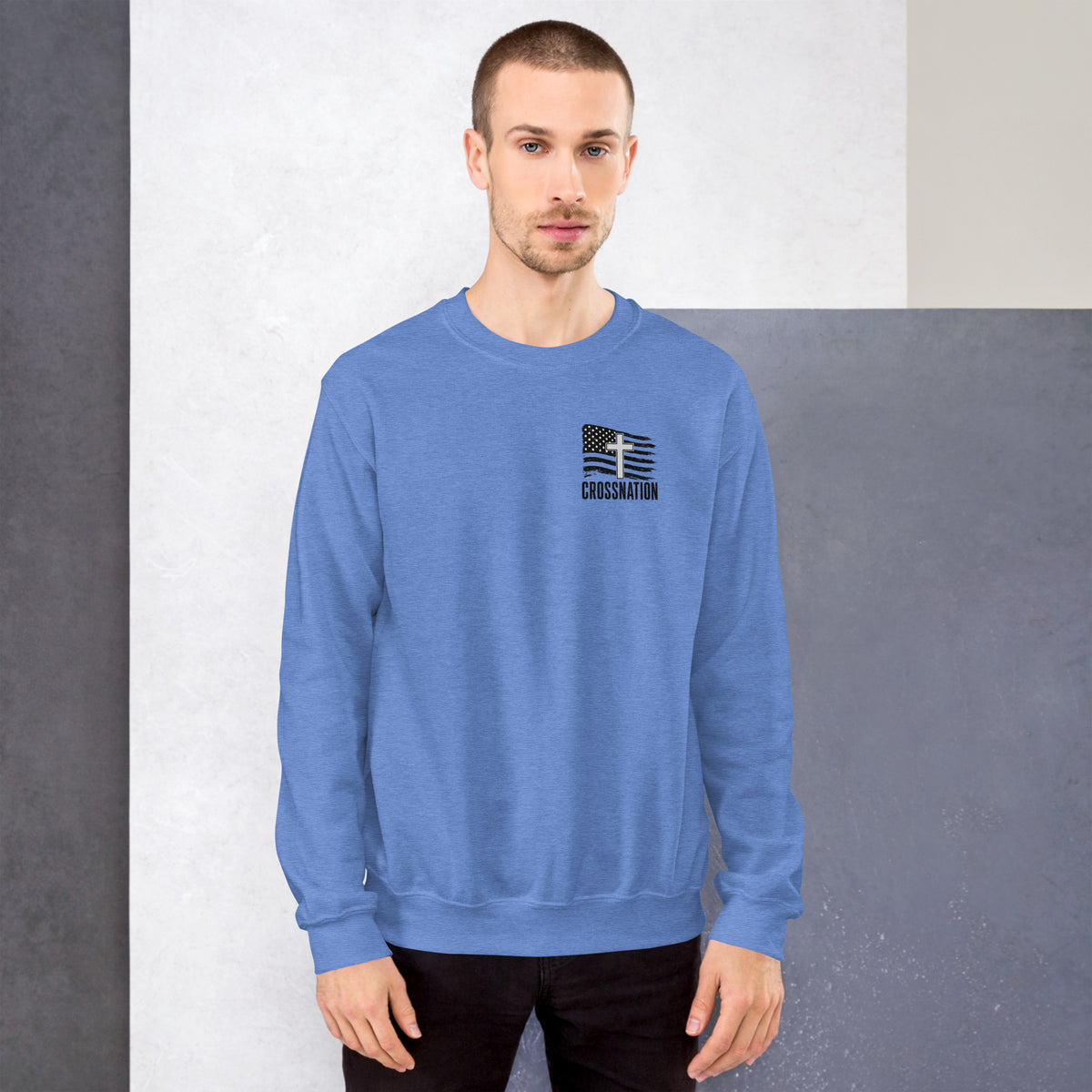 Heroes in Christ Healthcare Sweatshirt - Heather Deep Royal - Front View