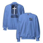 Heroes in Christ Healthcare Sweatshirt - Heather Deep Royal - Front and Back View
