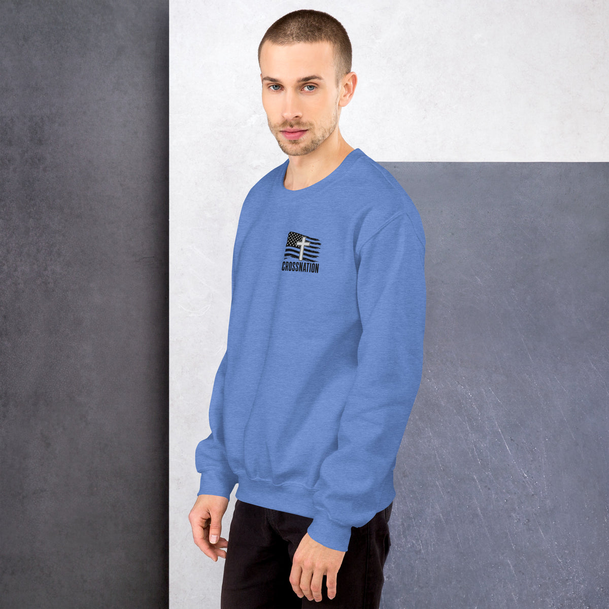 Heroes in Christ Healthcare Sweatshirt - Heather Deep Royal - Left Side View