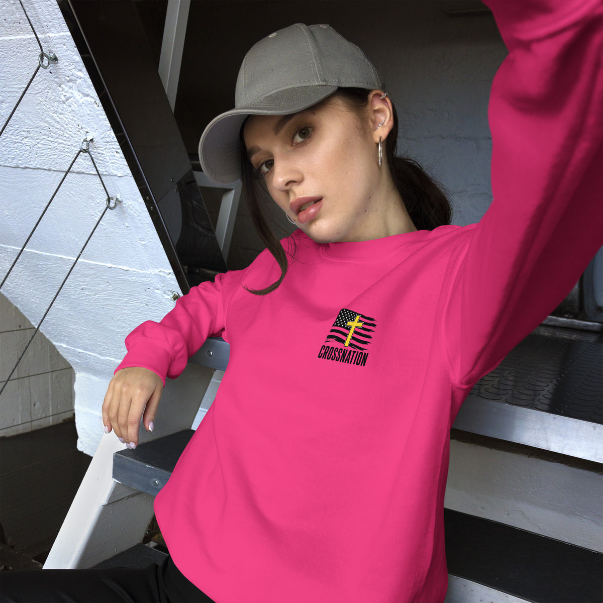 Heroes in Christ Dispatch Sweatshirt - Heliconia - Front View