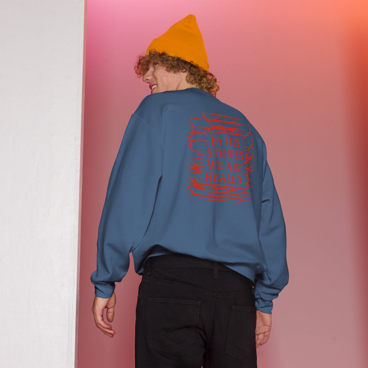 Marked by Stripes Sweatshirt - Indigo Blue - Back View
