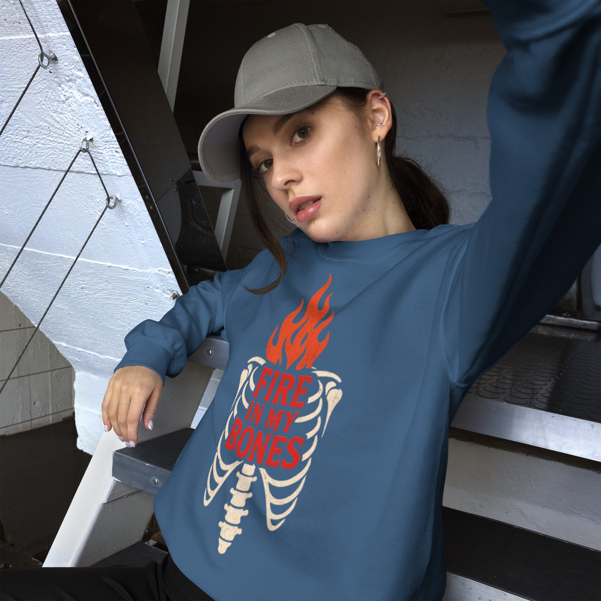Fire in My Bones Sweatshirt - Indigo Blue - Front View