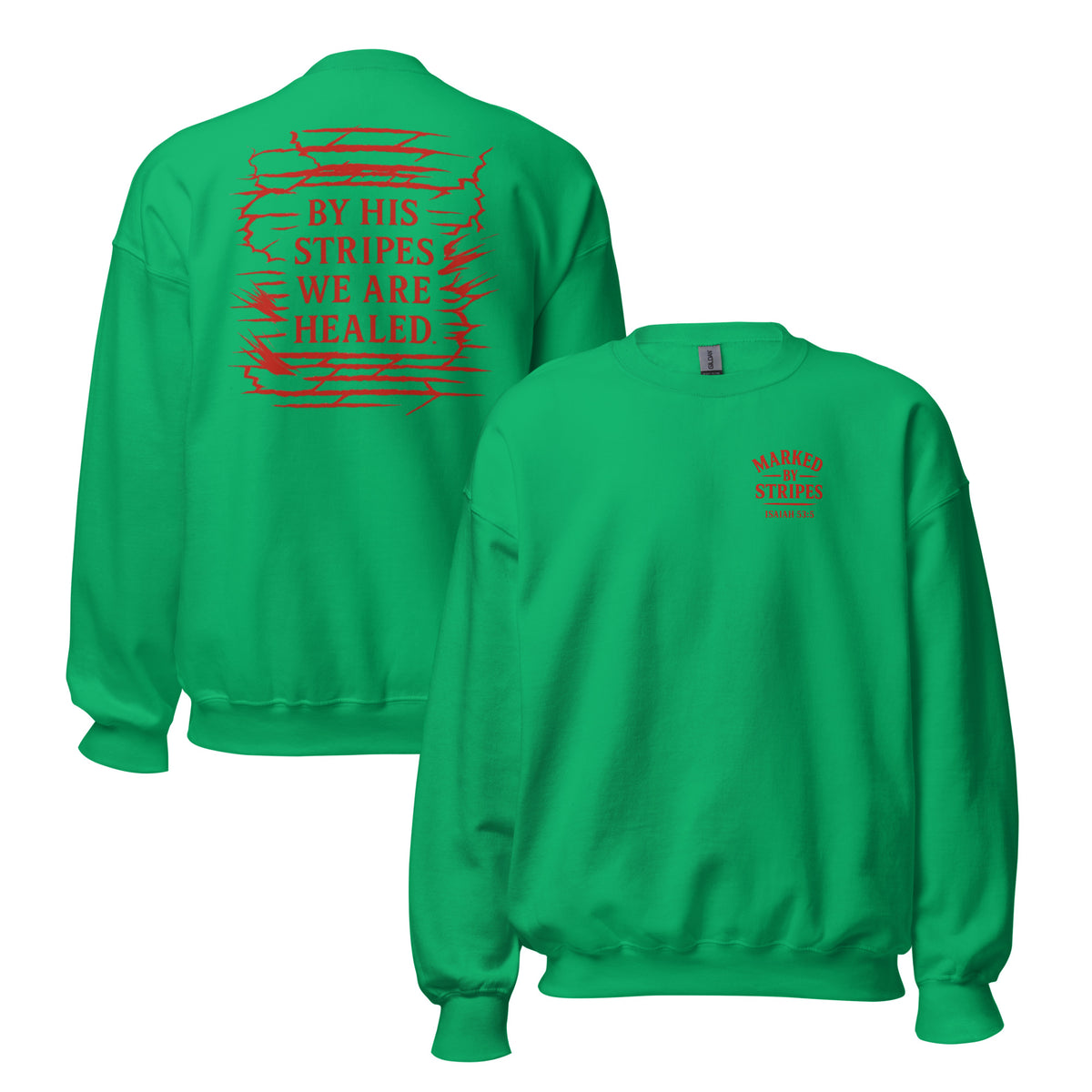 Marked by Stripes Sweatshirt - Irish Green - Front and Back View