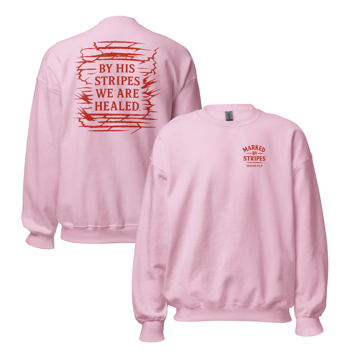 Marked by Stripes Sweatshirt - Light Pink - Front and Back View