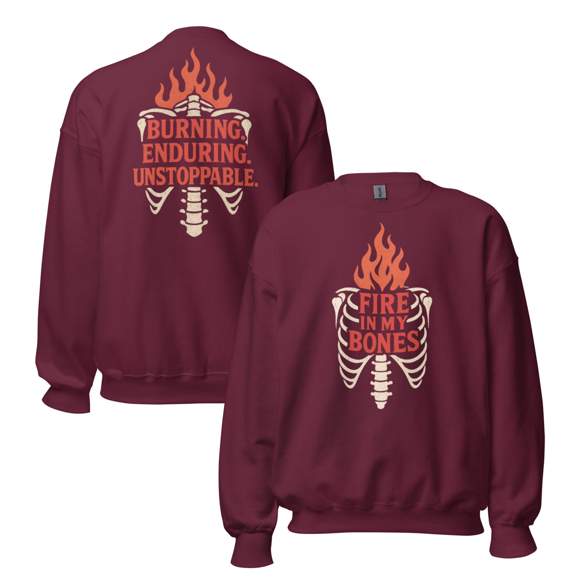 Fire in My Bones Sweatshirt - Maroon - Front and Back View