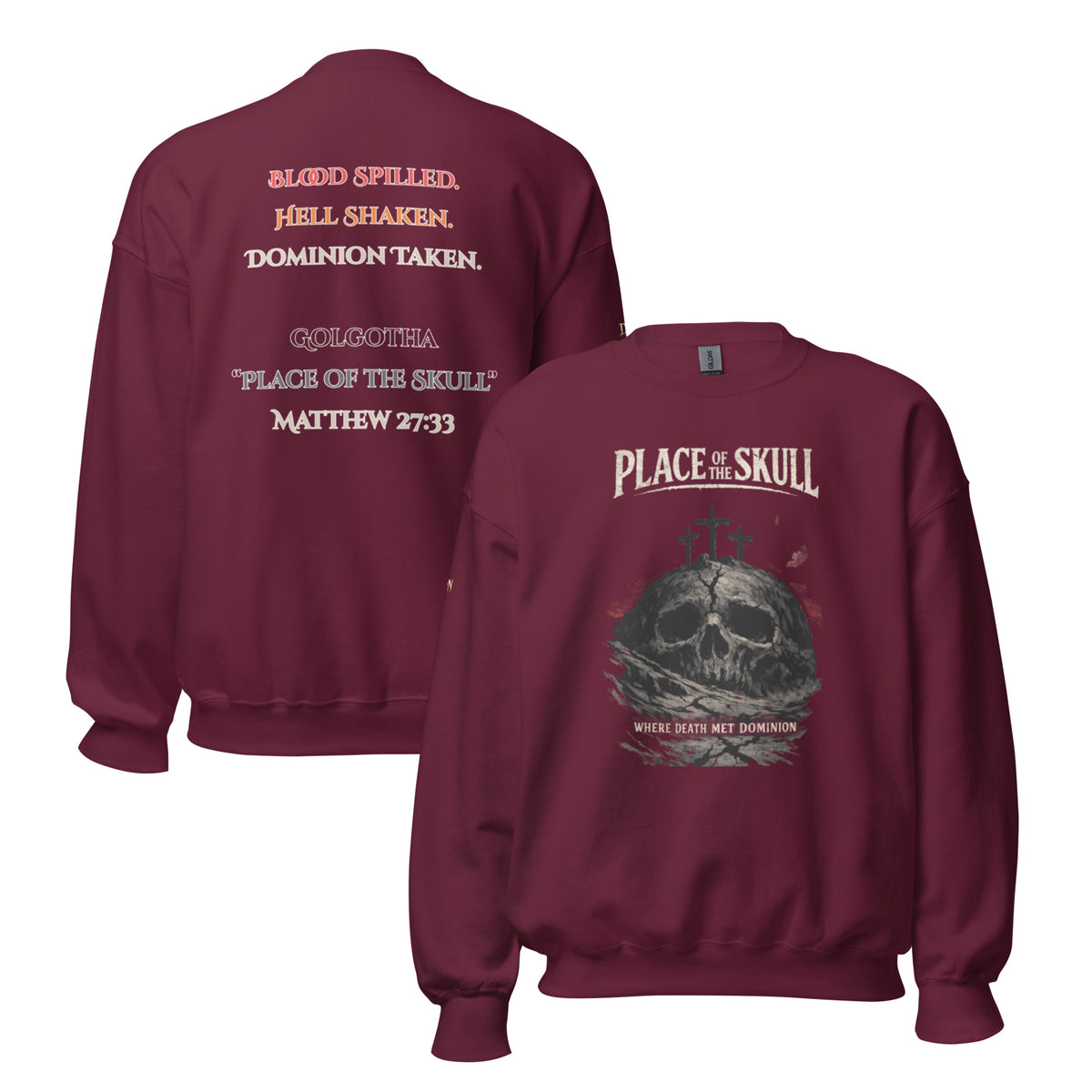 Place of the Skull Sweatshirt - Maroon - Front and Back View