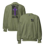 Heroes in Christ Security Sweatshirt - Military Green - Front and Back View