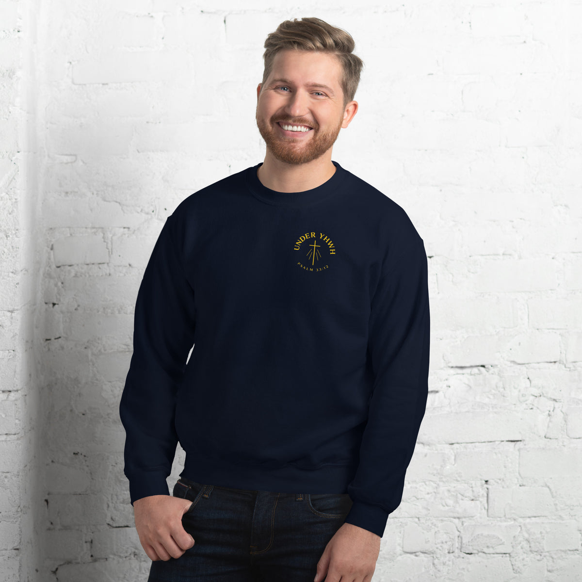 Under YHWH Banner Sweatshirt - Navy - Front View