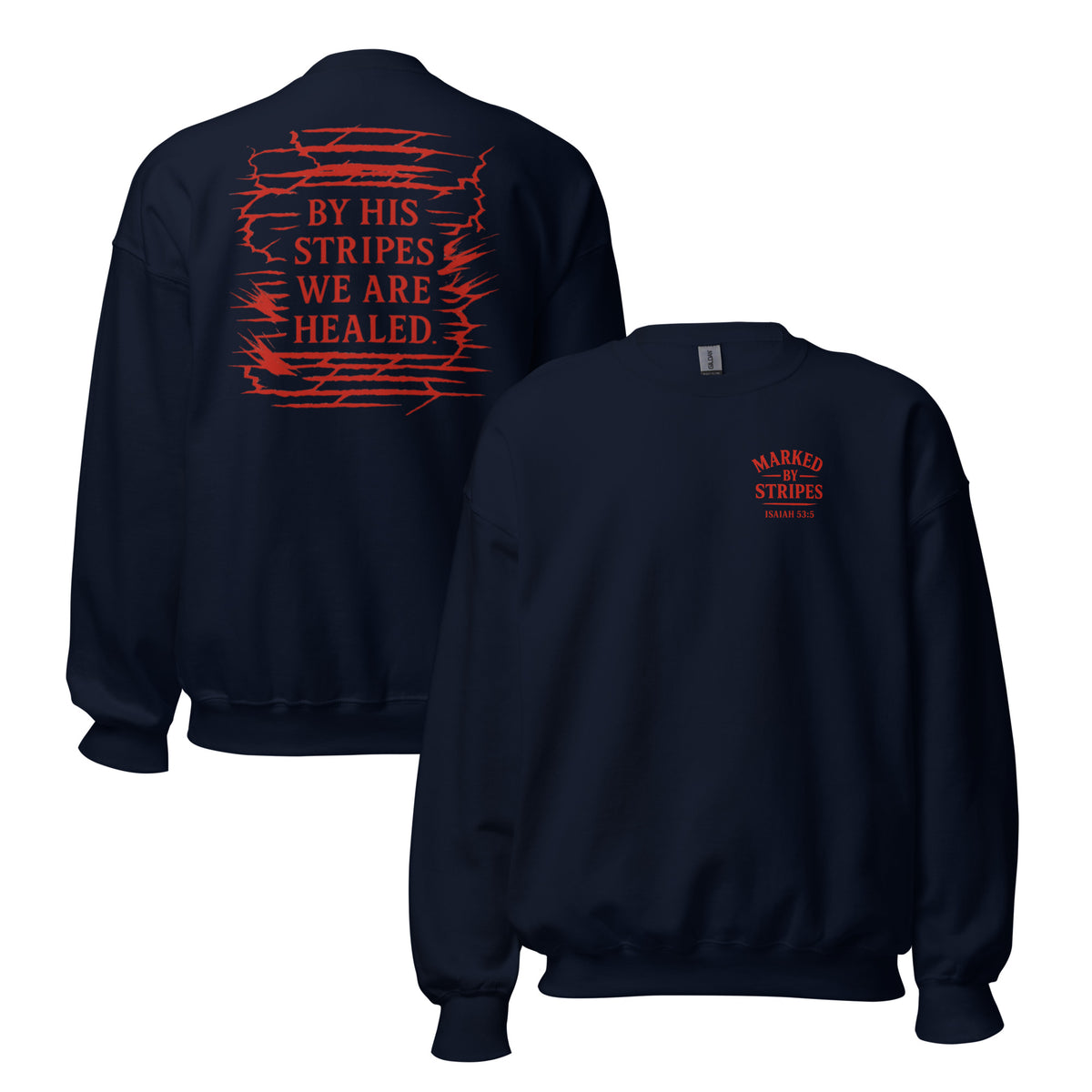 Marked by Stripes Sweatshirt - Navy - Front and Back View