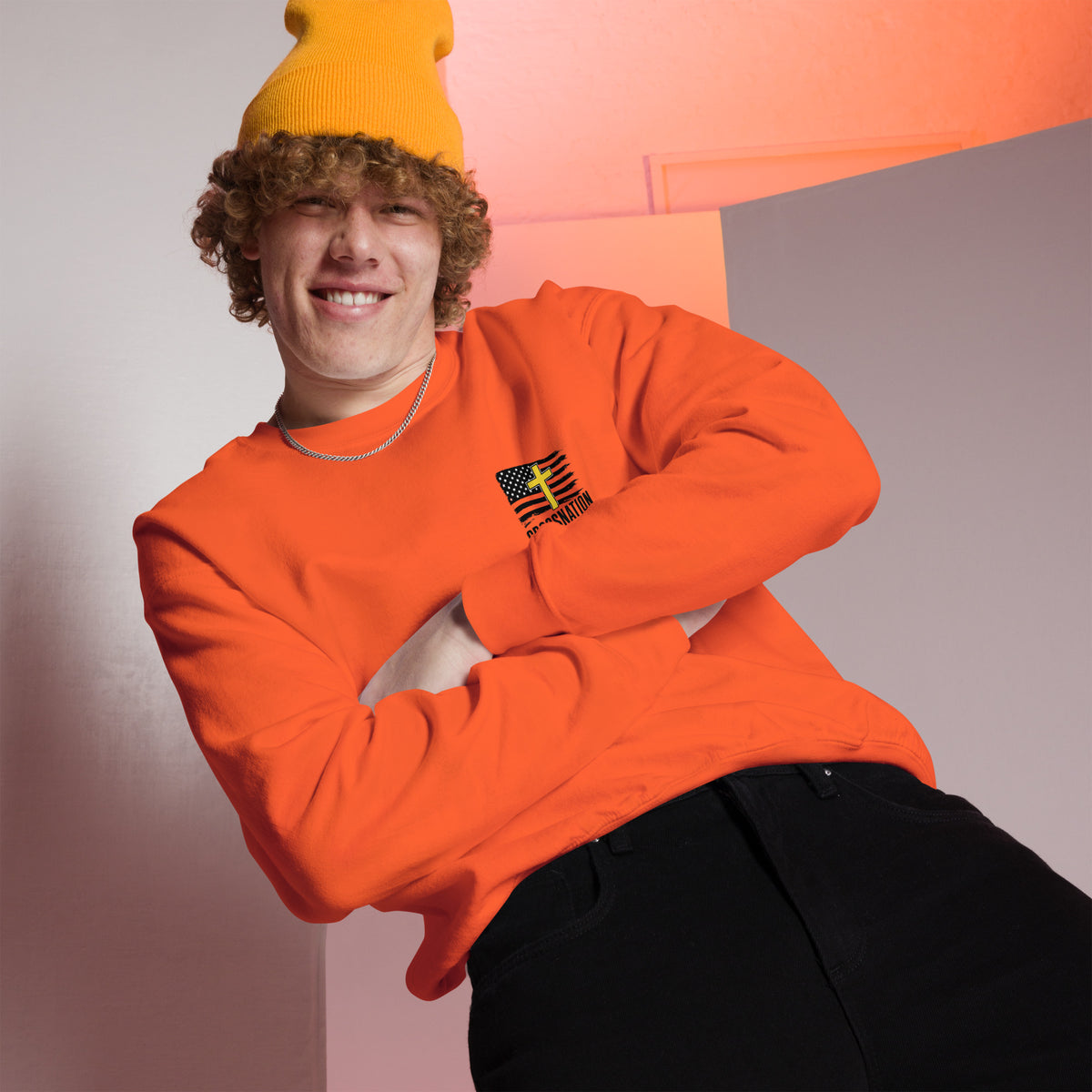 Heroes in Christ Dispatch Sweatshirt - Orange - Front View