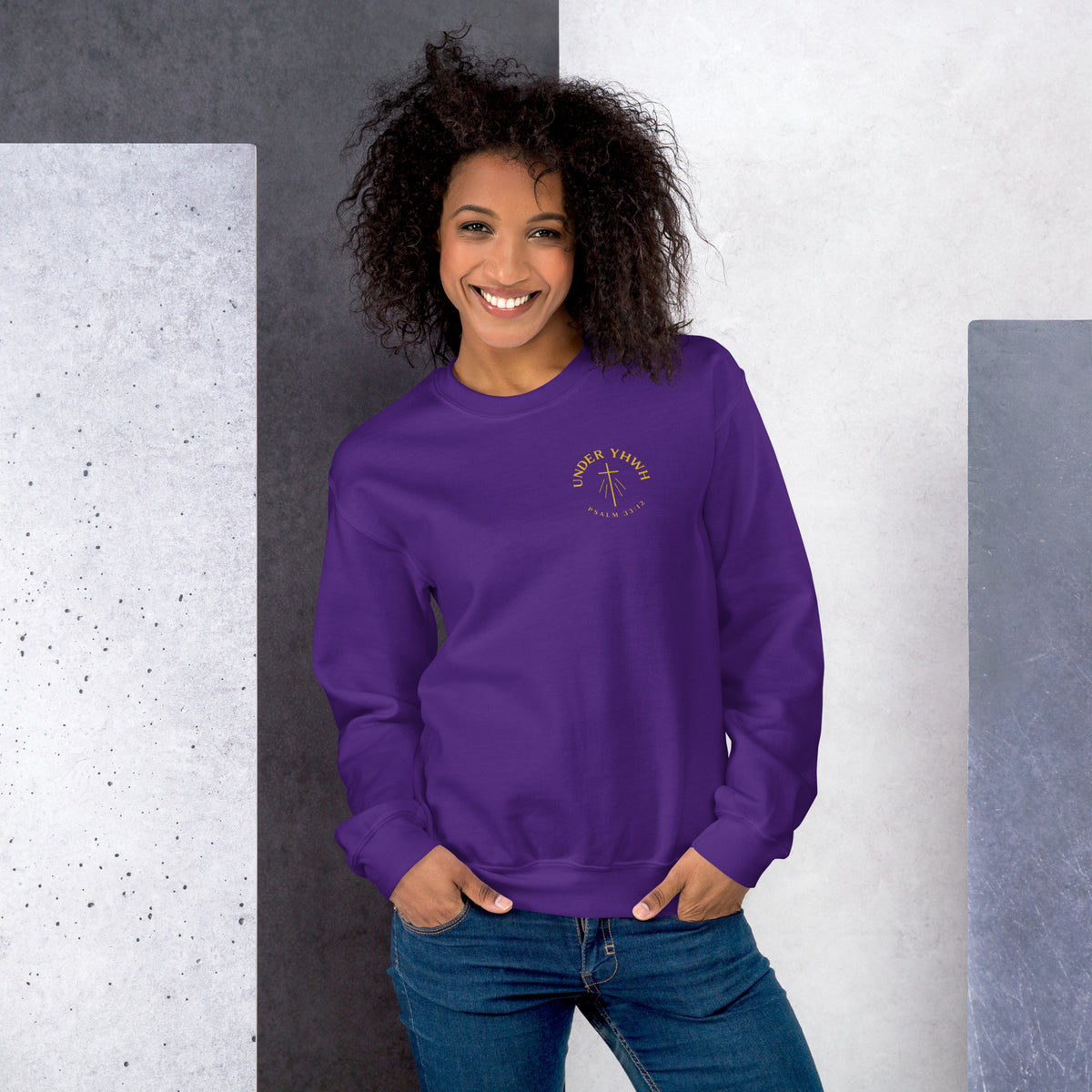 Under YHWH Banner Sweatshirt - Purple - Front View