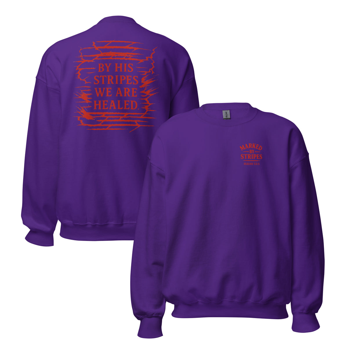 Marked by Stripes Sweatshirt - Purple - Front and Back View