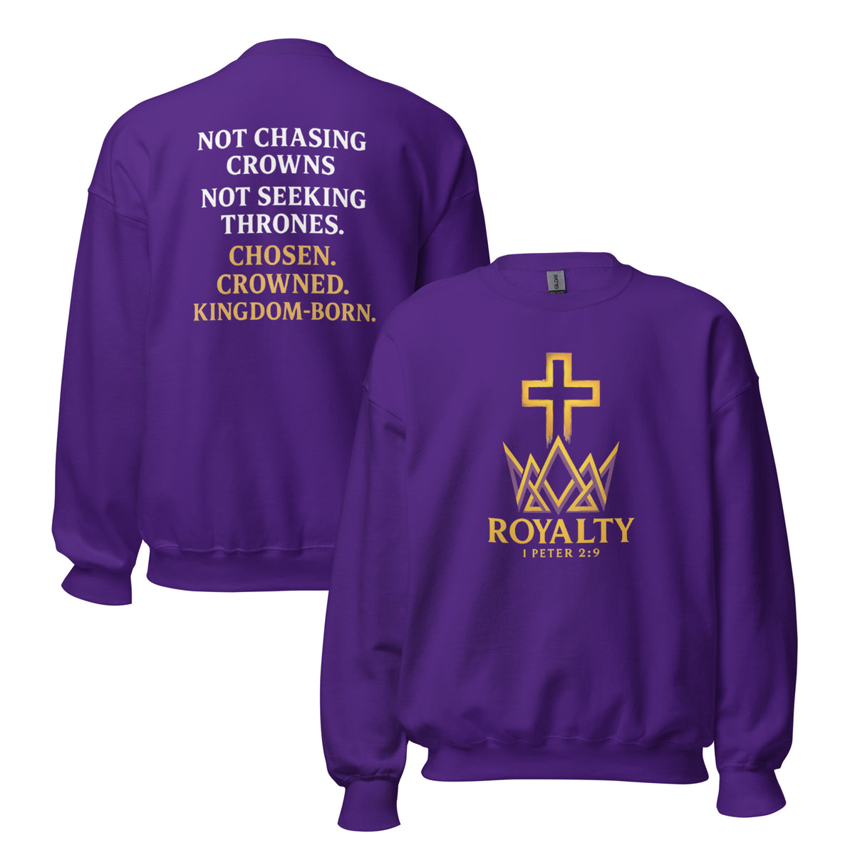 Royalty Sweatshirt - Purple - Front and Back View