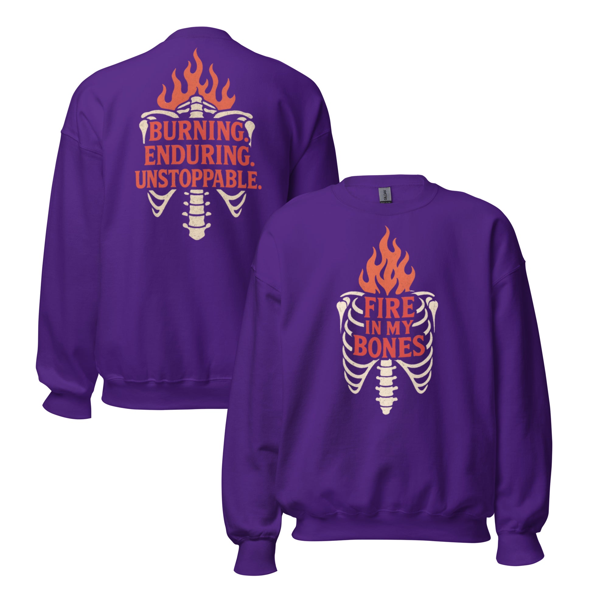 Fire in My Bones Sweatshirt - Purple - Front and Back View