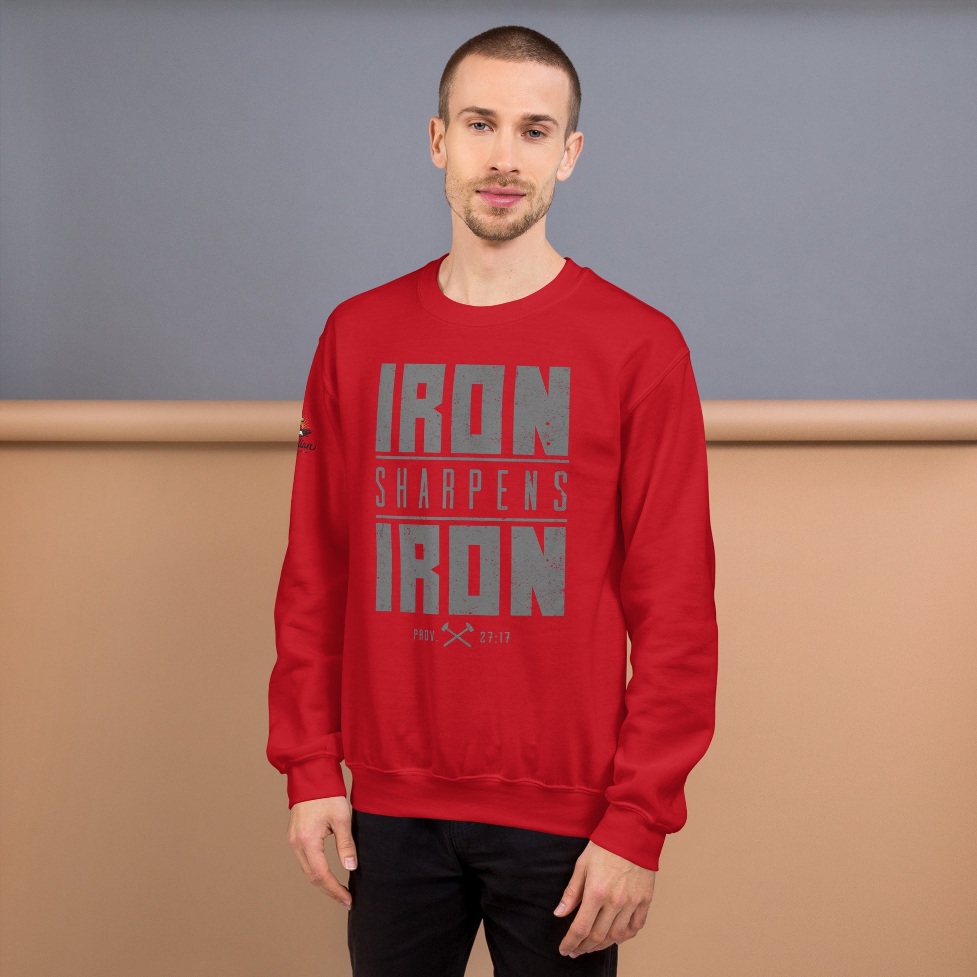 Men's Iron Sharpens Iron Sweatshirt - Red - Front View