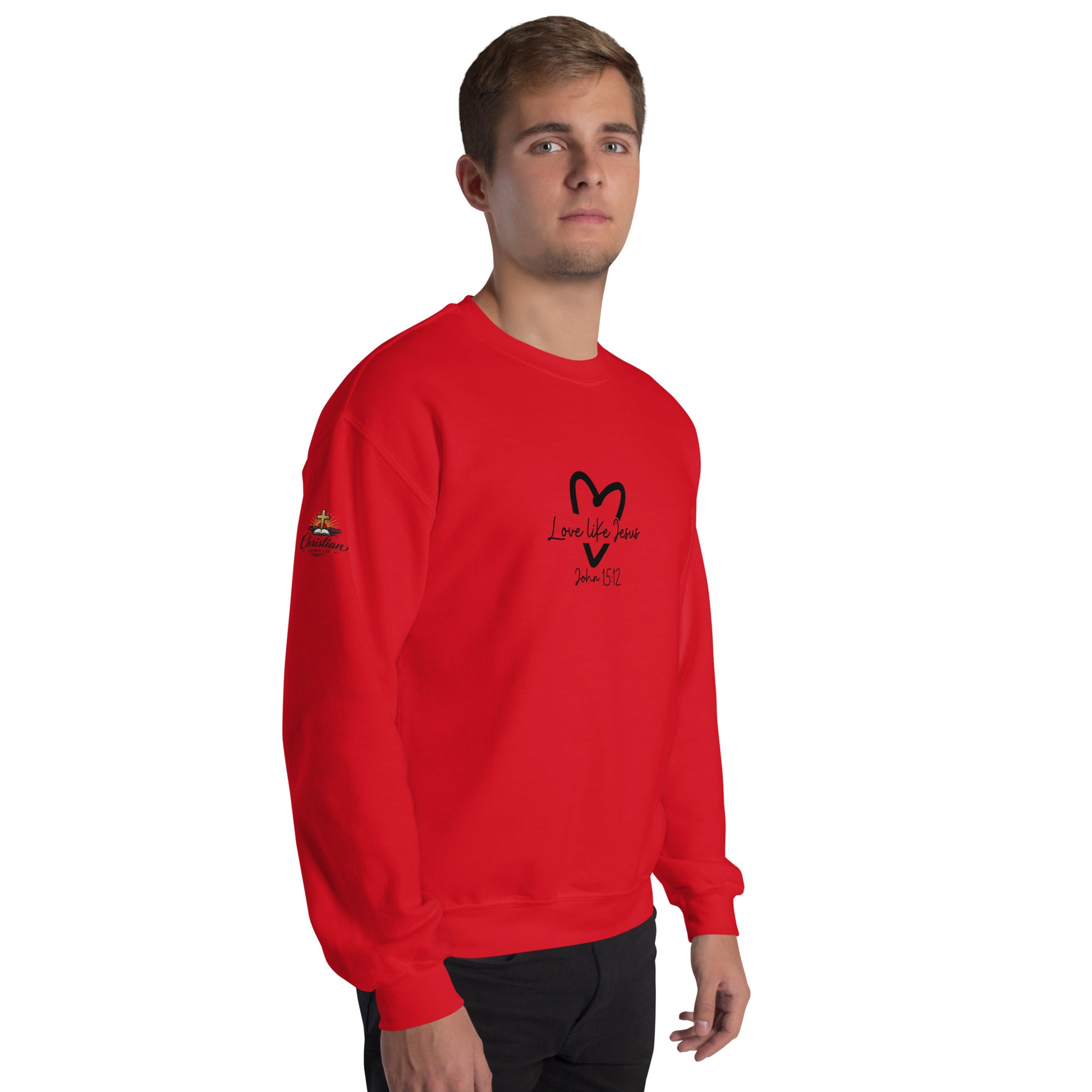 Love Like Jesus Sweatshirt - Red - Right Front View
