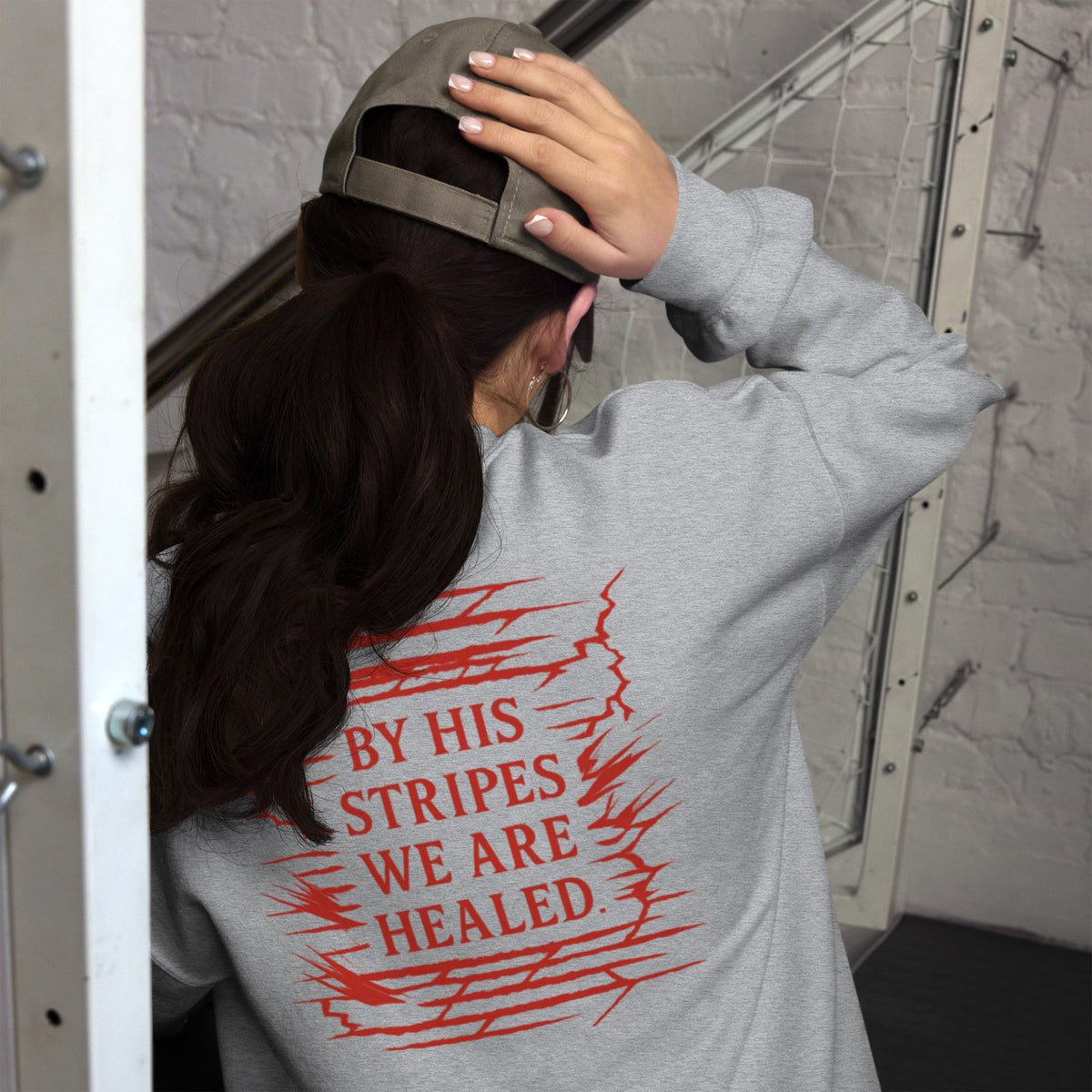 Marked by Stripes Sweatshirt - Sport Grey - Back View