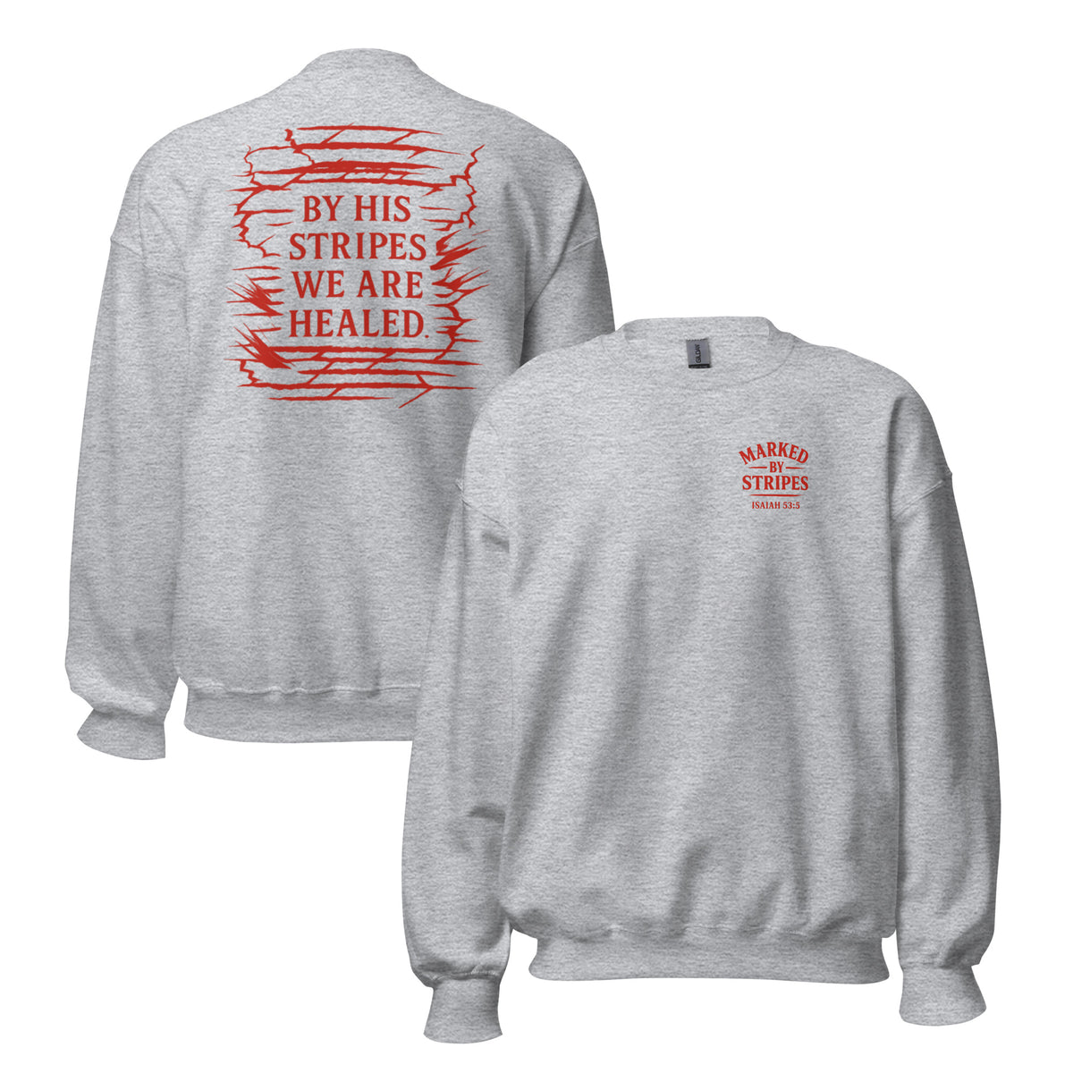 Marked by Stripes Sweatshirt - Sport Grey - Front and Back View