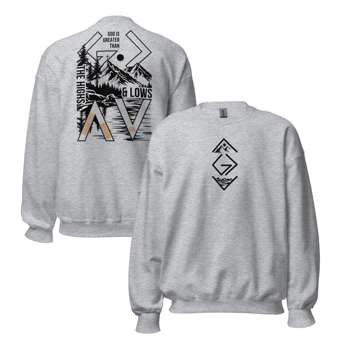 God is Greater Than Sweatshirt - Sport Grey - Front and Back View