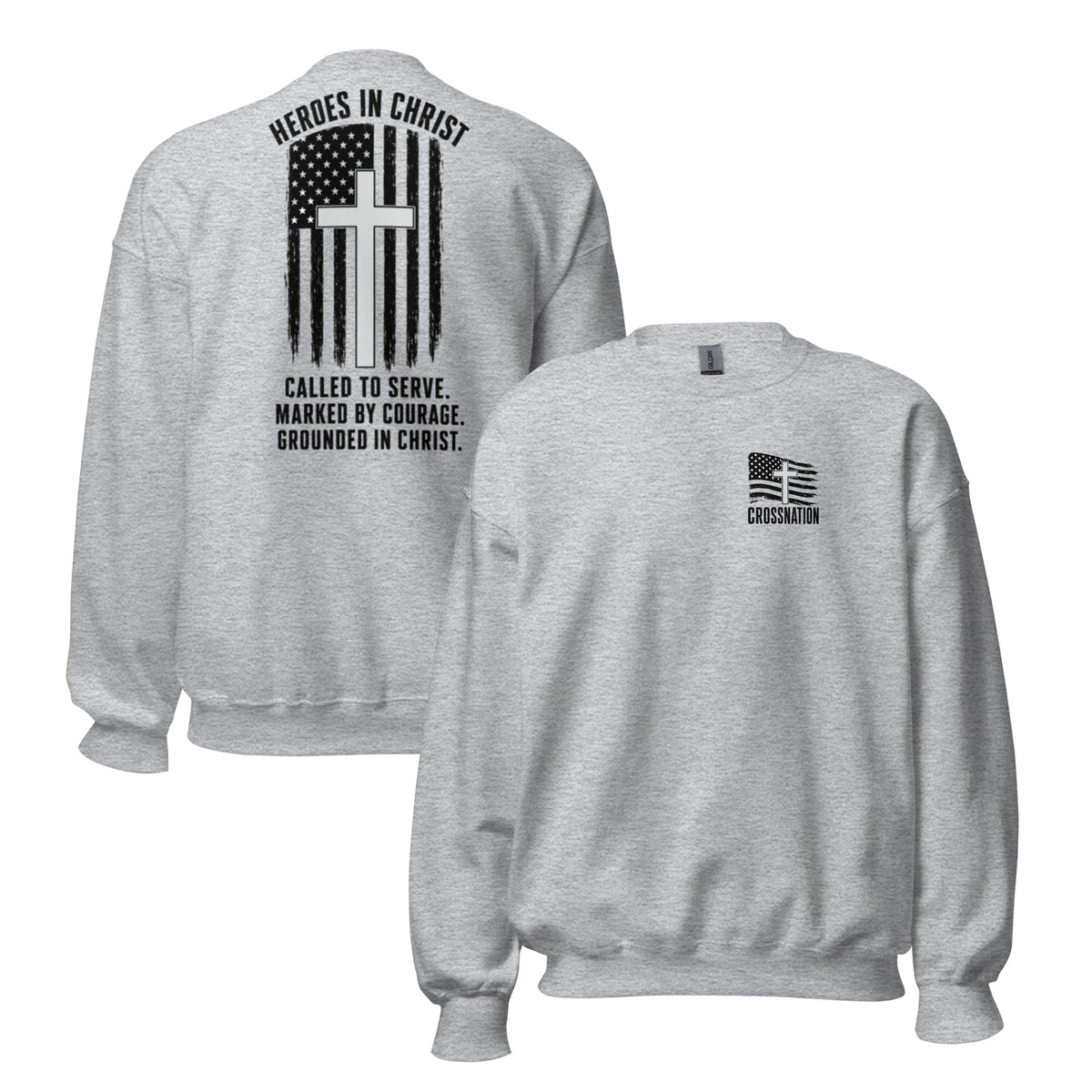 Heroes in Christ Healthcare Sweatshirt - Sport Grey - Front and Back View