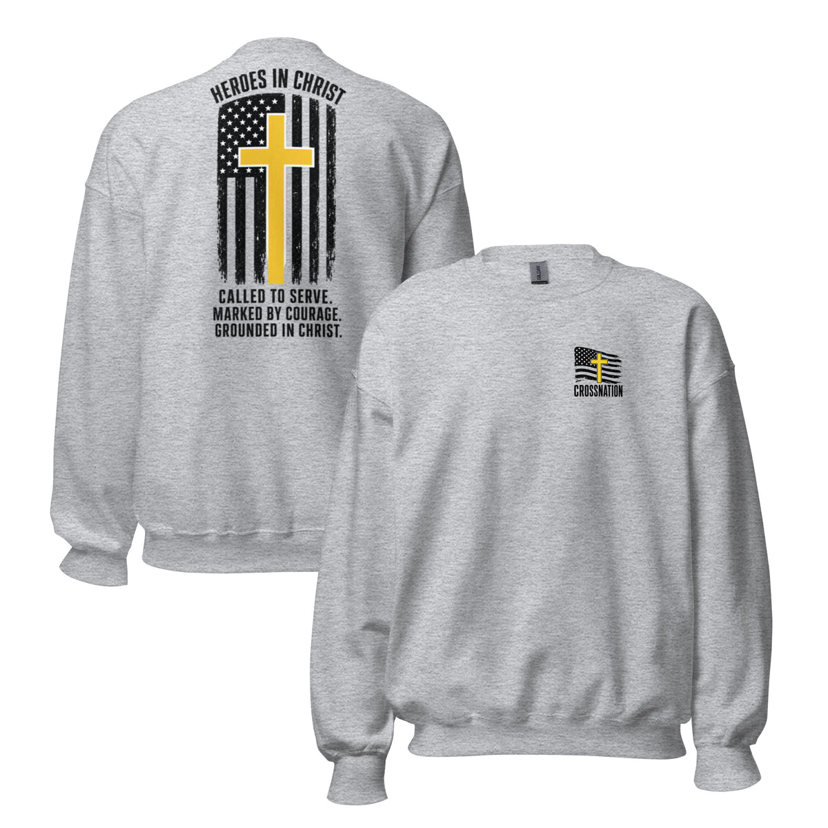 Heroes in Christ Dispatch Sweatshirt - Sport Grey - Front and Back View