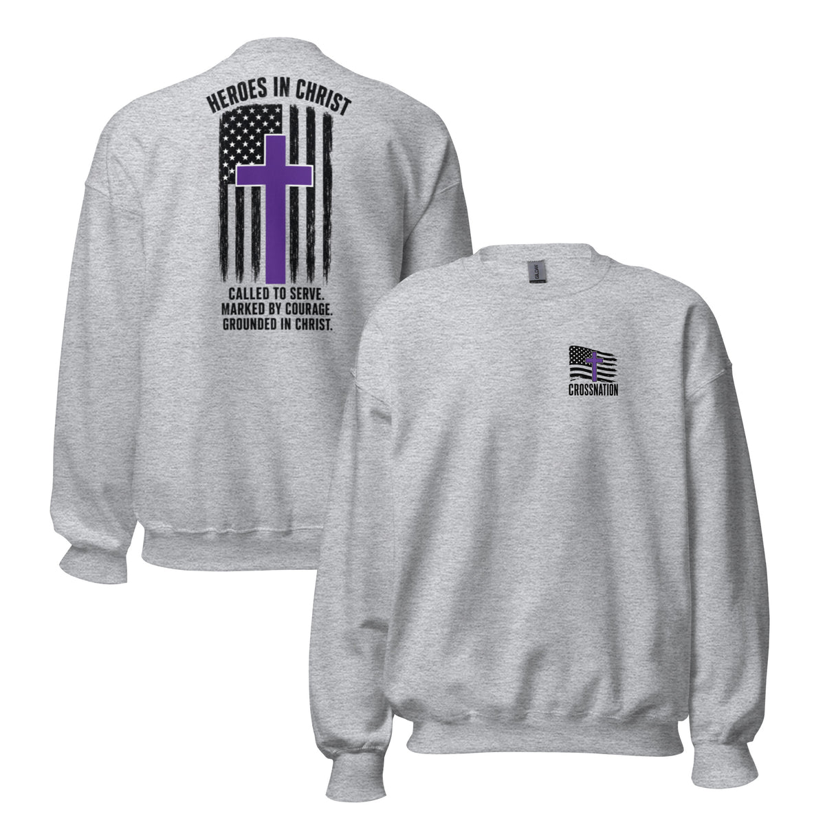 Heroes in Christ Security Sweatshirt - Sport Grey - Front and Back View