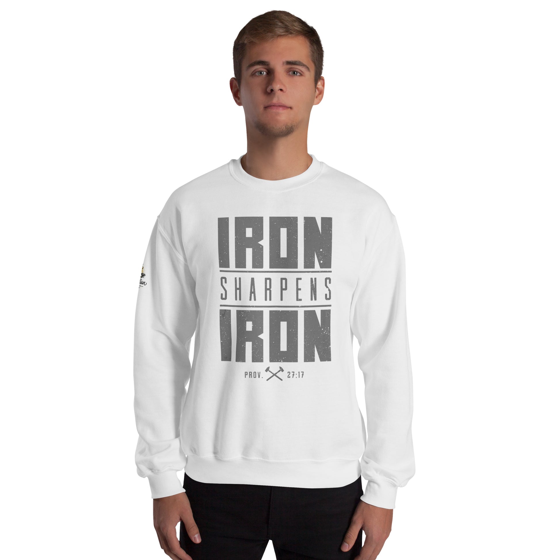 Men's Iron Sharpens Iron Sweatshirt - White - Front View