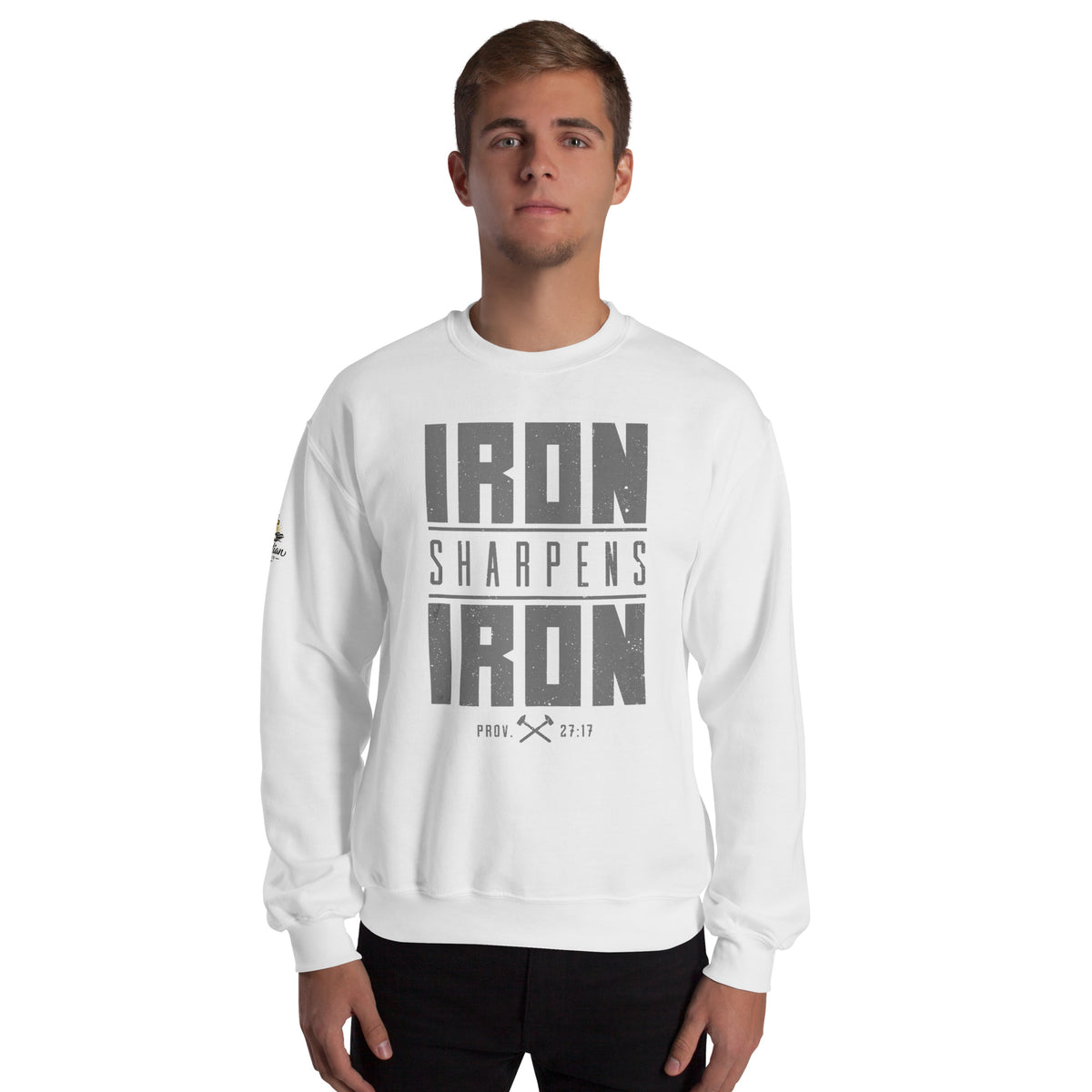 Men's Iron Sharpens Iron Sweatshirt - White - Front View
