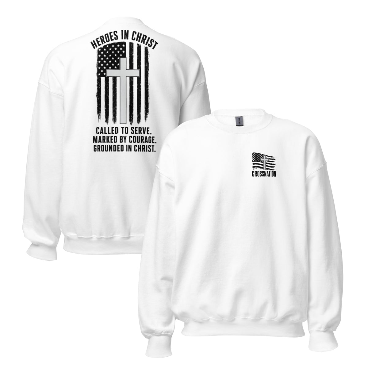 Heroes in Christ Healthcare Sweatshirt - White - Front and Back View