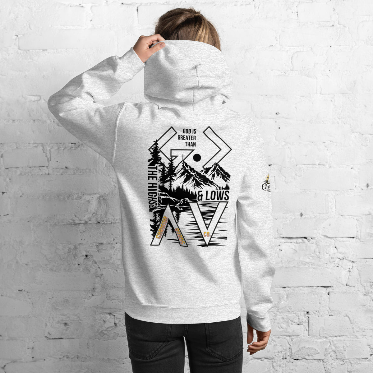 God is Greater Than Hoodie - Ash - Back View