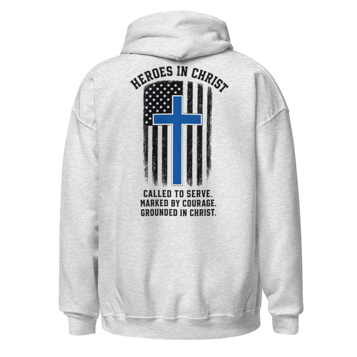 Heroes in Christ Police Hoodie - Ash - Back View