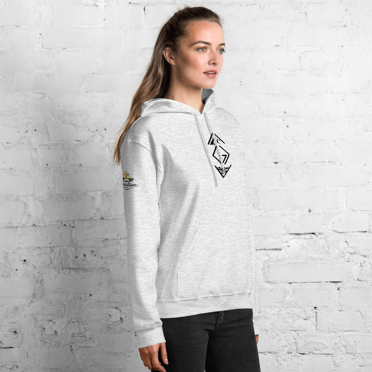 God is Greater Than Hoodie - Ash - Right Front View