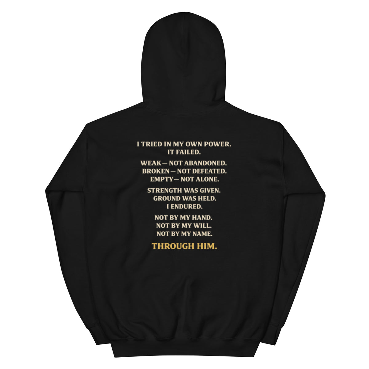 Through Him Men's Hoodie - Black - Back View