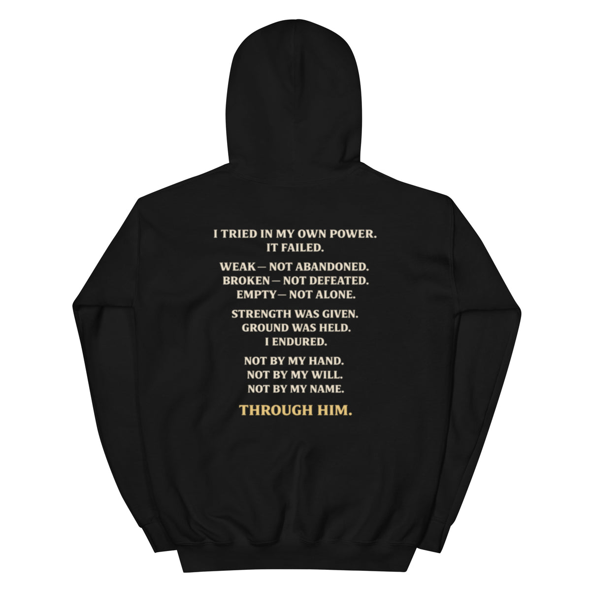 Through Him Women's Hoodie - Black - Back View